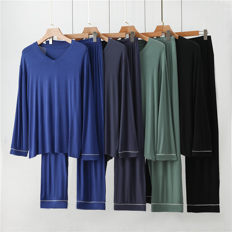 Autumn and Winter modal men's home wear suit loose long-sleeved trousers pajamas plus size two-piece suit for 200kg