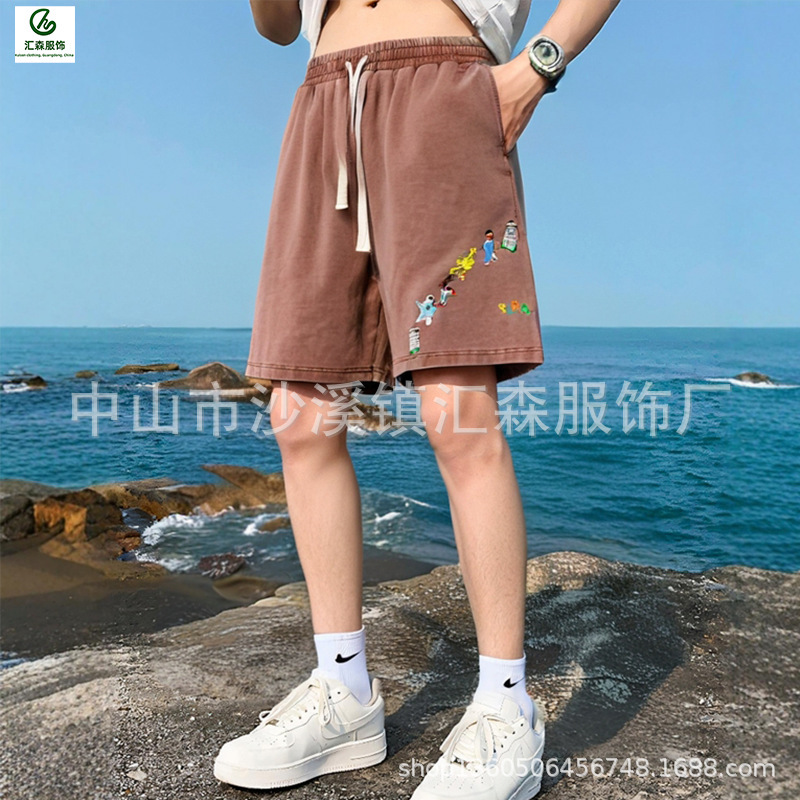 Customized Casual Shorts for Men 2026 Spring/Summer Heavy Wash Mid-Length Pants Cross-Border Trendy Brand Sports Shorts