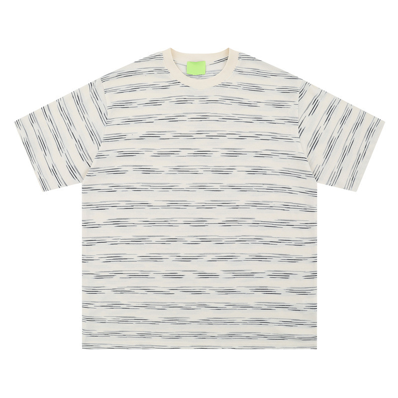 High Sense of Wisdom Stripe Loose Short-sleeved T-shirt Japanese Retro Loose Spring and Summer Round Neck Couple American Designer Men and Women