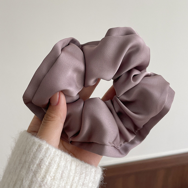 Accesorio para el cabello de estilo francés para mujer, pañuelo cuadrado simple, coletero de gran tamaño con ribete de encaje.