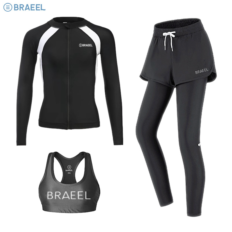 South Korea New Women's Long-sleeved Split Hot Spring Snorkeling Clothes Surfer Suit Swimwear Quick-drying Sunscreen Jellyfish Suit Diving Suit