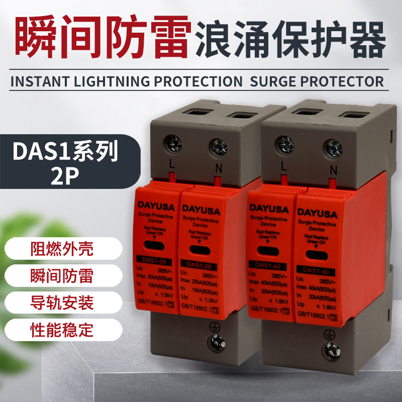 Lightning surge protector 2P 20KA surge protector SPD 40KA 60KA 80KA 100KA lightning arrester