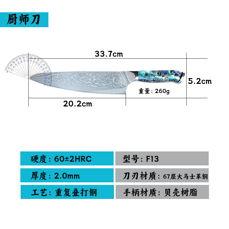 F13 다마스커스 강철 요리사 칼