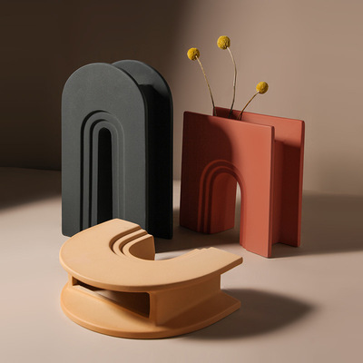 Northern Europe Art Geometry vase Morandi ceramics originality Simplicity Open Houses Entrance desktop Home Furnishing decorate Decoration