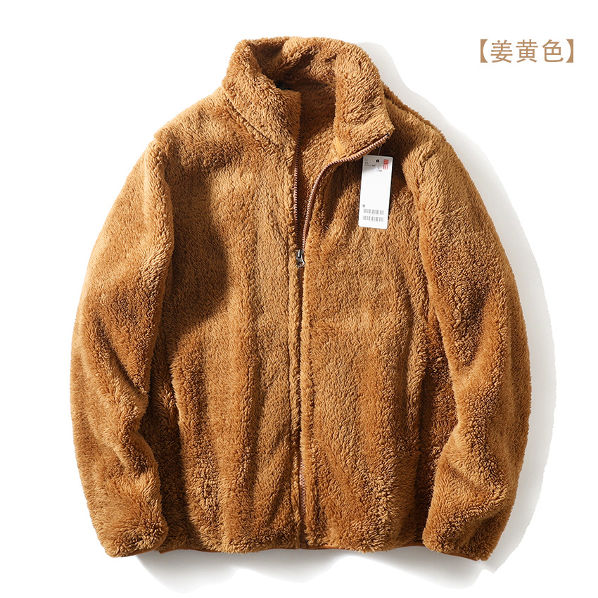 試着室 ~ 両面の珊瑚の絨毯の冬のタイプの男性の立襟とベルベットの保温は絨毯の揺れる粒の絨毯のカジュアルなコートをつかみます。