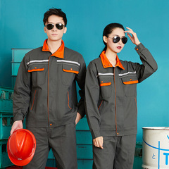 Wholesale Pure Cotton Workwear Set for Men: Spring & Autumn Long-Sleeve Safety Clothing, Reflective and Abrasion-Resistant Auto Repair Gear with Customizable Logo Printing