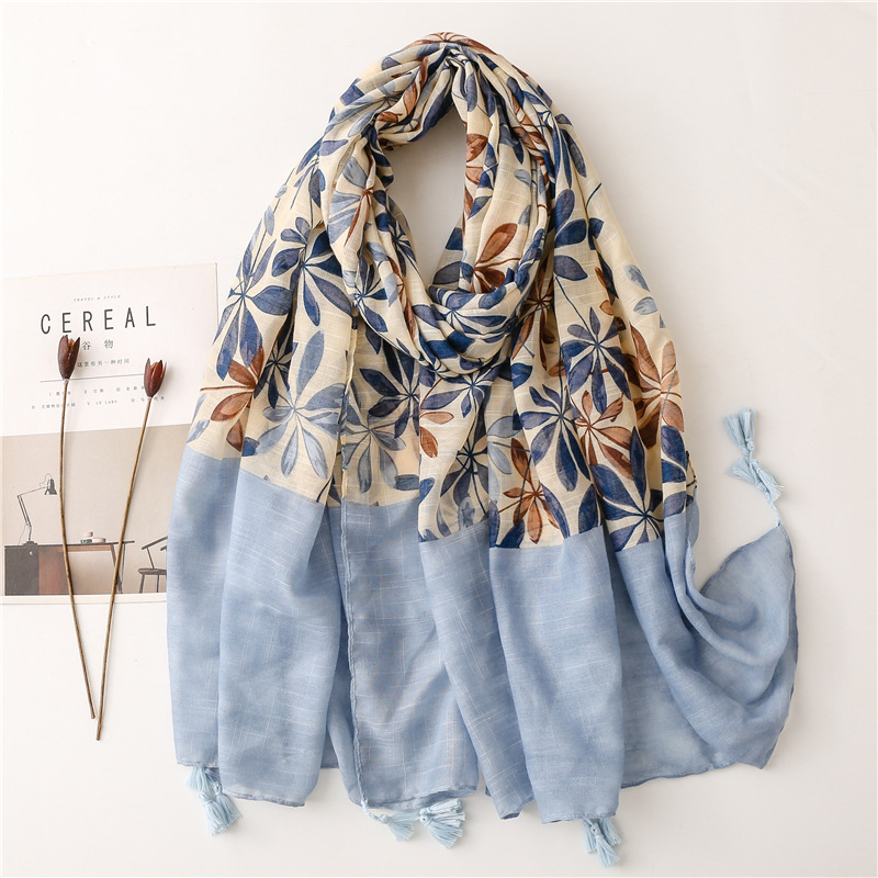 Women's Fashion Flower Polyester Bunchy Yarn Printing Winter Scarves display picture 1