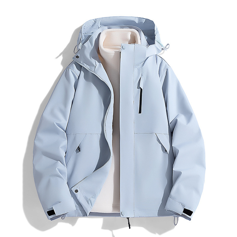 Camel Popular Three-In-One Fleece-Lined Outdoor Mountain Jacket Jacket for Men with Removable Hood Waterproof and Windproof Trendy Brand Men's