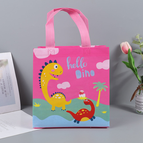 Amazon Cute Dinosaur Gravure Portable Shopping Bag Cartoon Non-Woven Daily necessities Storage Bag Foreign Trade