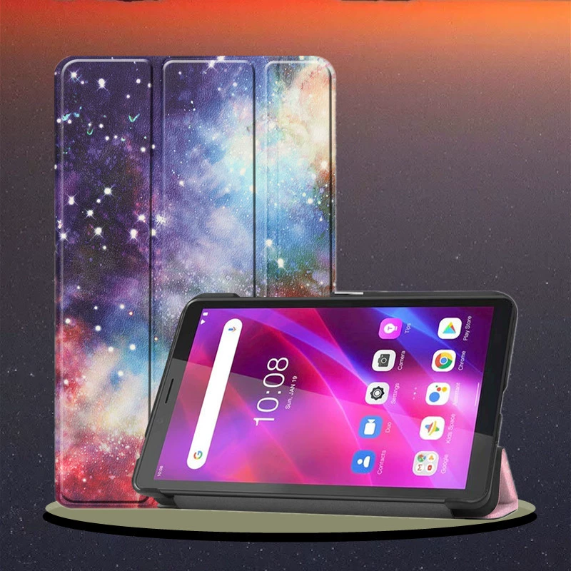 Чехол для Lenovo TAB M7 3-го поколения, кожаный чехол, двух-/трёхскладной подставкой, ультратонкий задний бампер для модели 7305