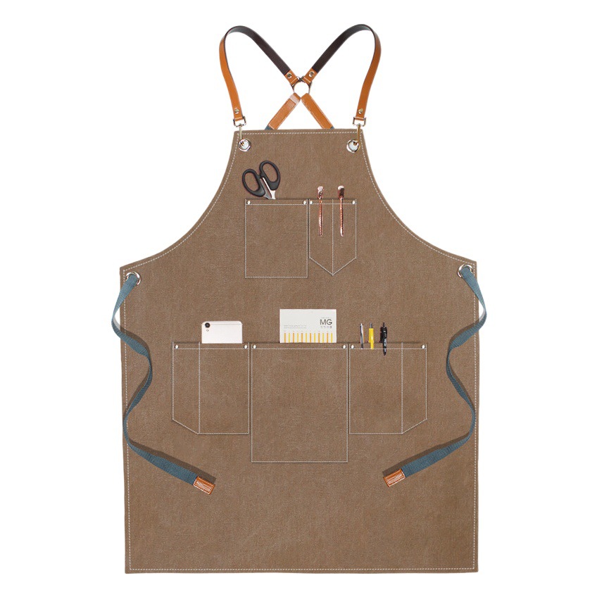 Delantal de lona engrosada transfronteriza logotipo personalizado cafetera especial para hornear leche tienda de té restaurante cocina delantal doméstico