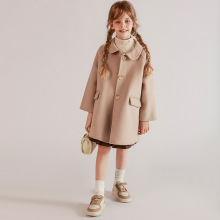 新款韩版童装呢子中长款外套轻奢儿童双面羊绒大衣男童女童羊毛呢