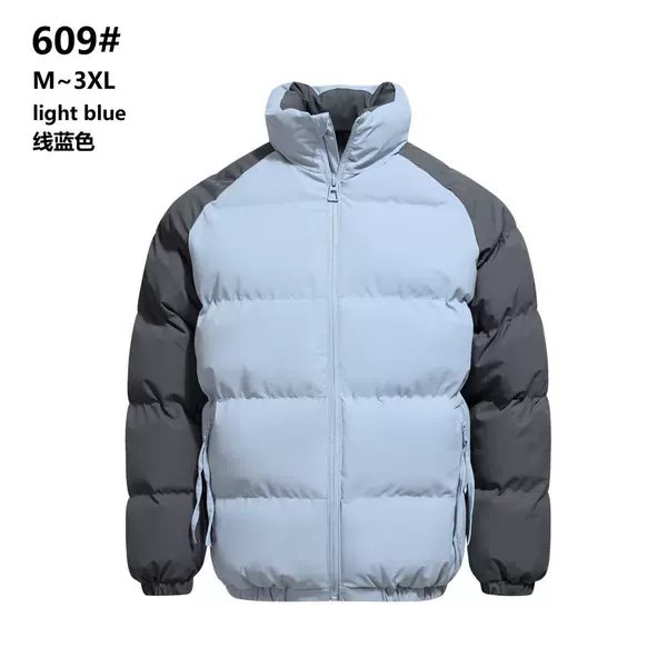 Stand-collar cotton jacket, popular cross-border product, men's and women's thickened warm winter cotton coat, foreign trade wholesale, color-blocked trendy cotton jacket