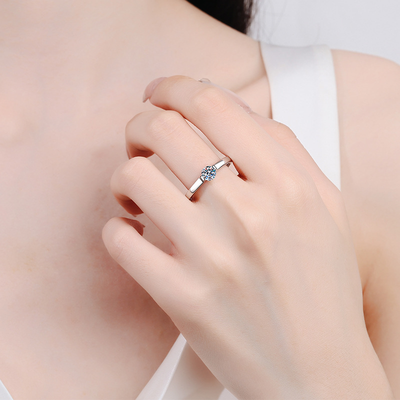 S Prsten s křížky v pase pro ženy z čistého stříbra, hvězdná řeka, luxusní diamantový prsten s motivem zásnub, prsten s kamenem Mosang v hodnotě 50 centů_voghion.com