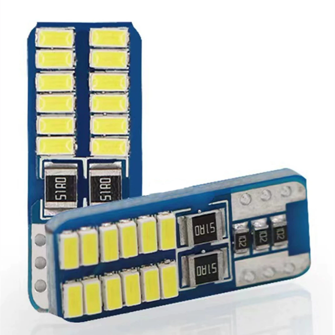Автомобиль светодиодный T10 ширина свет номерного знака свет коридора свет 3014 24smd декодирование двухсторонний яркий светодиодный маленький свет