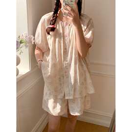 睡衣女春夏新款韩系温柔碎花休闲舒适柔软套装家居服