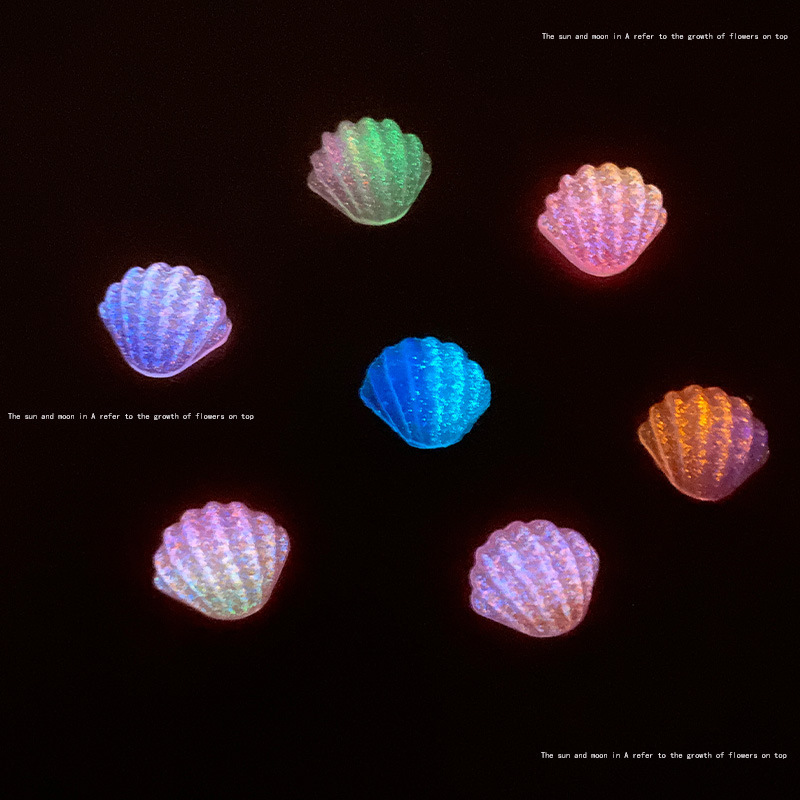 Little Red Book same style two-color double night Shell nail accessories nail diamond jewelry flash color luminous nail accessories