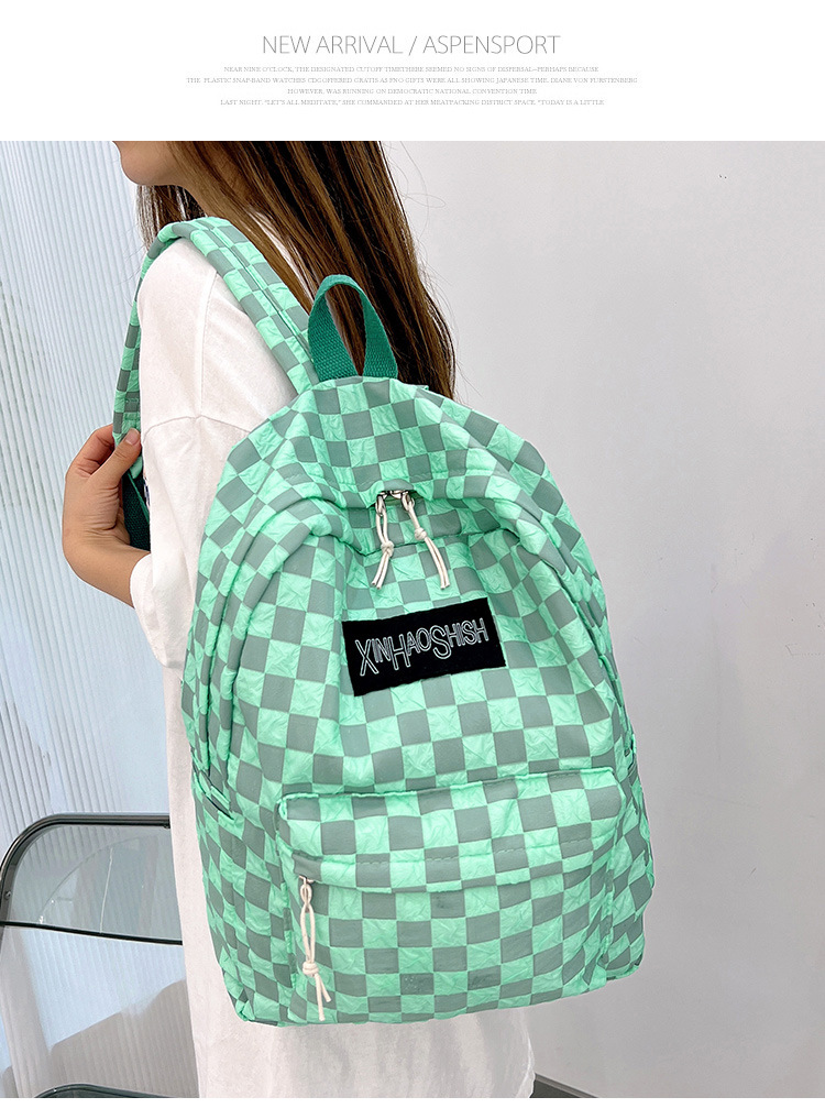 Korean ins artistic trend checkerboard checkered backpack, Japanese Harajuku style fresh and clean high school and junior high school student bag undefined