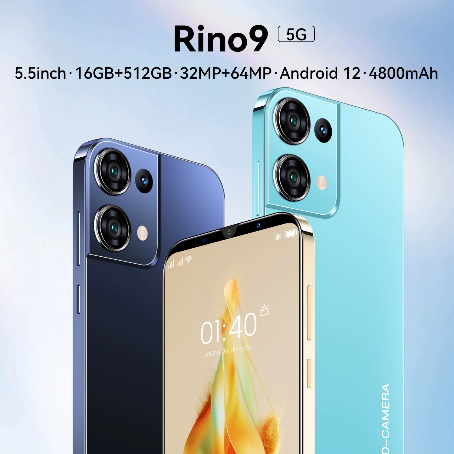 Смартфон Rino9 Rino8 Pro, Android, мульти-регион EU/US/UK/AU, цвета: чёрный/зелёный/синий/золотой