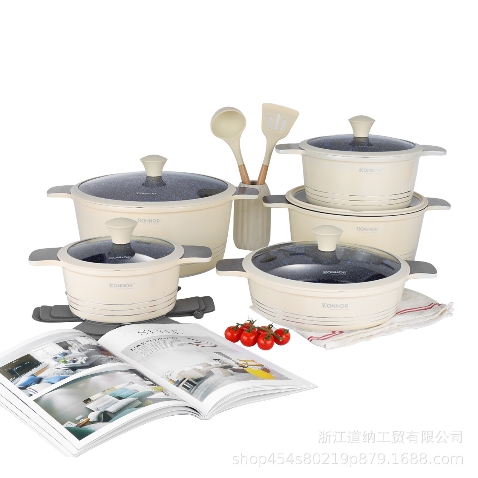 Donnor magnífico juego de ollas de comercio exterior, estufa de gas, juego de utensilios de cocina especial, sopa de 15 piezas de Cookware Set