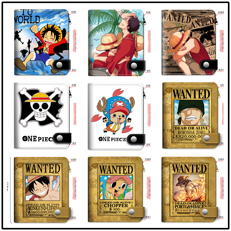 One Piece* Cross-Border Supply Manufacturer Anime Wallet Accessories Card Holder with Zipper Coin Purse Dropshipping
