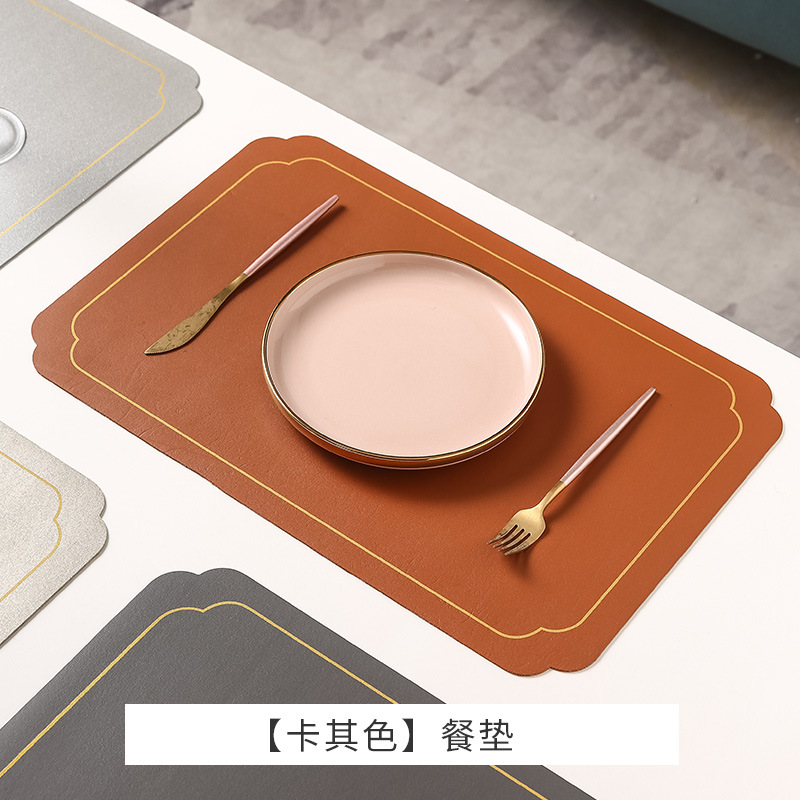 Estilo chino transfronterizo Ruyi Phnom Penh Mantel de cuero Mantel de mesa occidental de alta gama Alfombrilla de mesa redonda impermeable Mantel de hotel