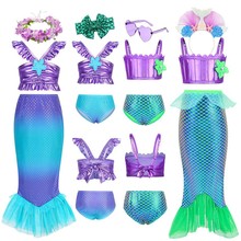 跨境外贸儿童洋气无袖公主裙鱼尾长裙女童美人鱼小飞袖亮片泳衣