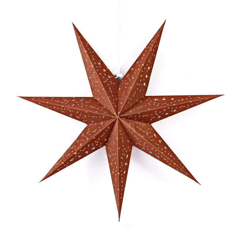 Navidad de papel flocado estrella de cinco puntas linterna colgante retro terciopelo plegable estrella de siete puntas fiestas colgante estrella interior