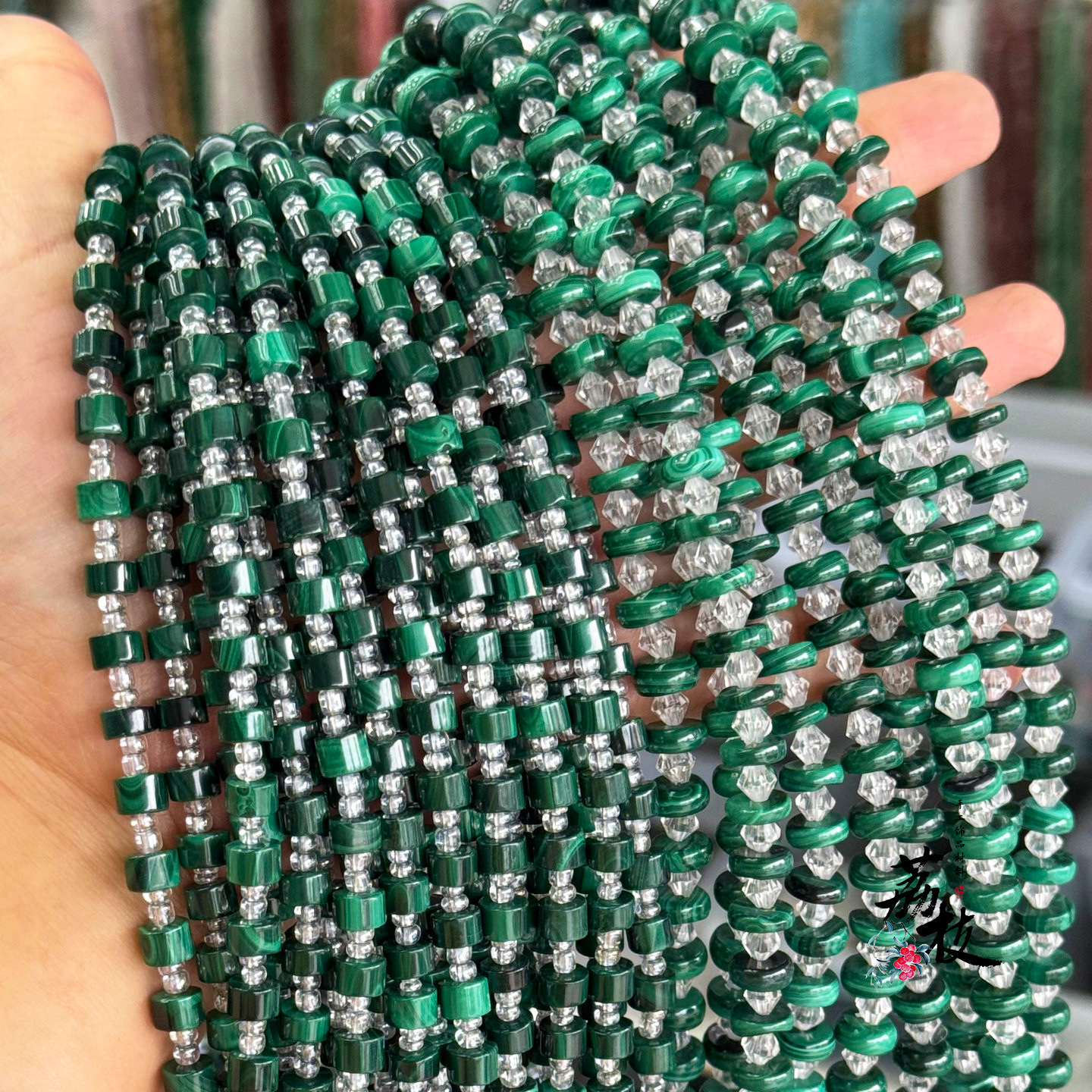 Natural Malachite Straight-Cut Spacer Beads 4*6mm Abacus Beads Loose Beads Semi-Finished DIY Necklace Bracelet Accessory Beads