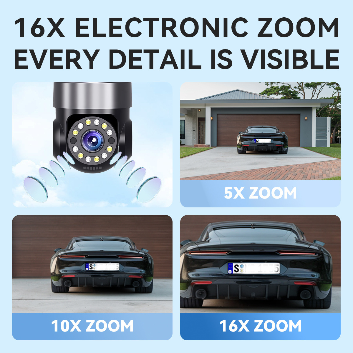 WiFi surveillance camera 4-view HD night vision PTZ