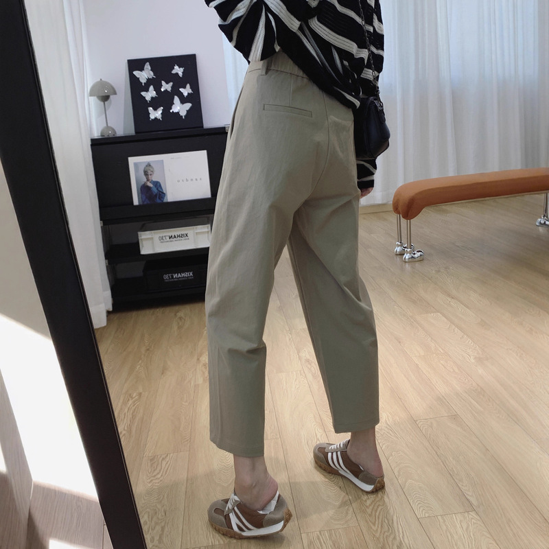 抗皱宽松显瘦梨型身材裤子小个子九分休闲裤女秋季萝卜哈伦裤春秋|undefined
