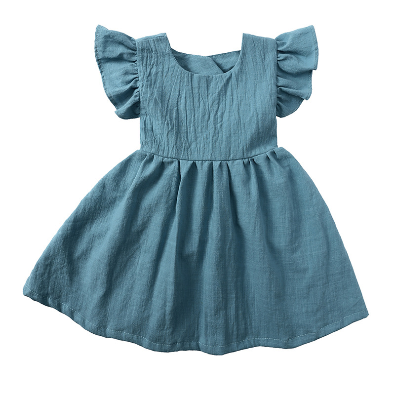 Cute Solid Color Cotton Girls Dresses display picture 5