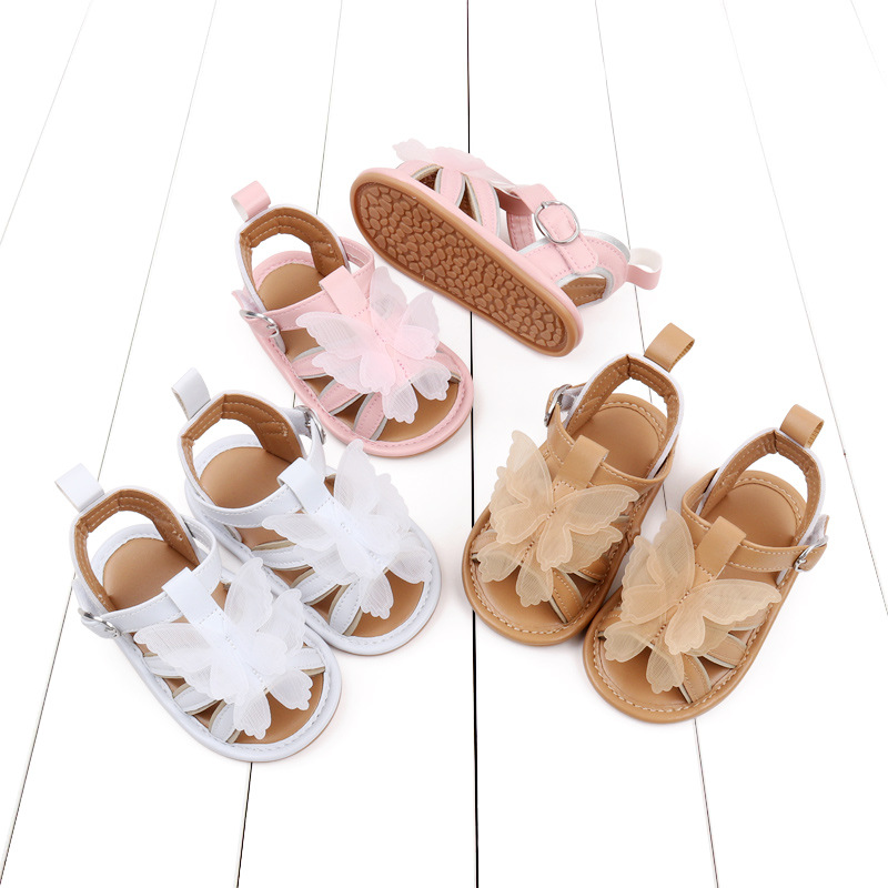 2024 New Baby Sandals Mesh Butterfly Rubber Sole Anti-Slip Baby Slippers Toddler Shoes Bjz3232
