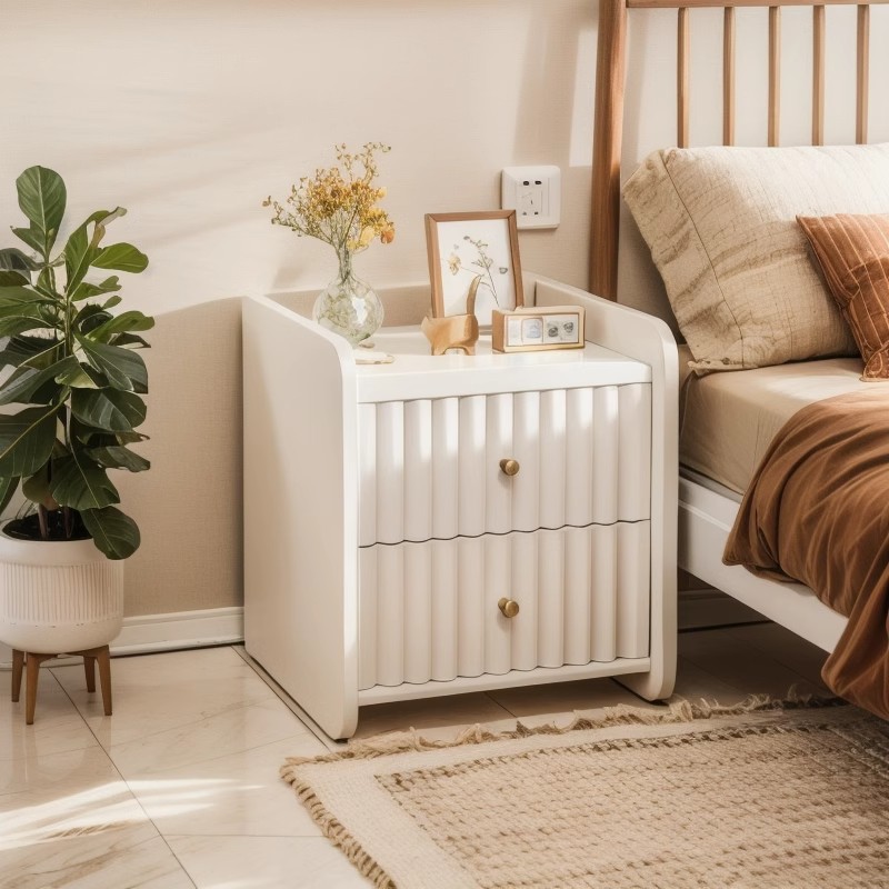 2025 nuevo estilo mesita de noche de estilo crema dormitorio doméstico pequeño minimalista moderno gabinete de noche gabinete de almacenamiento gabinete de almacenamiento