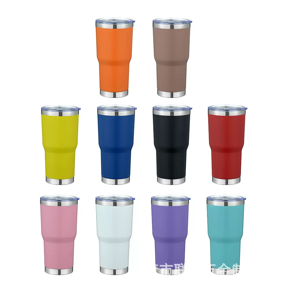 跨境小30喷塑汽车杯啤酒冰霸杯 304不锈钢双层保冷保热车载保温杯