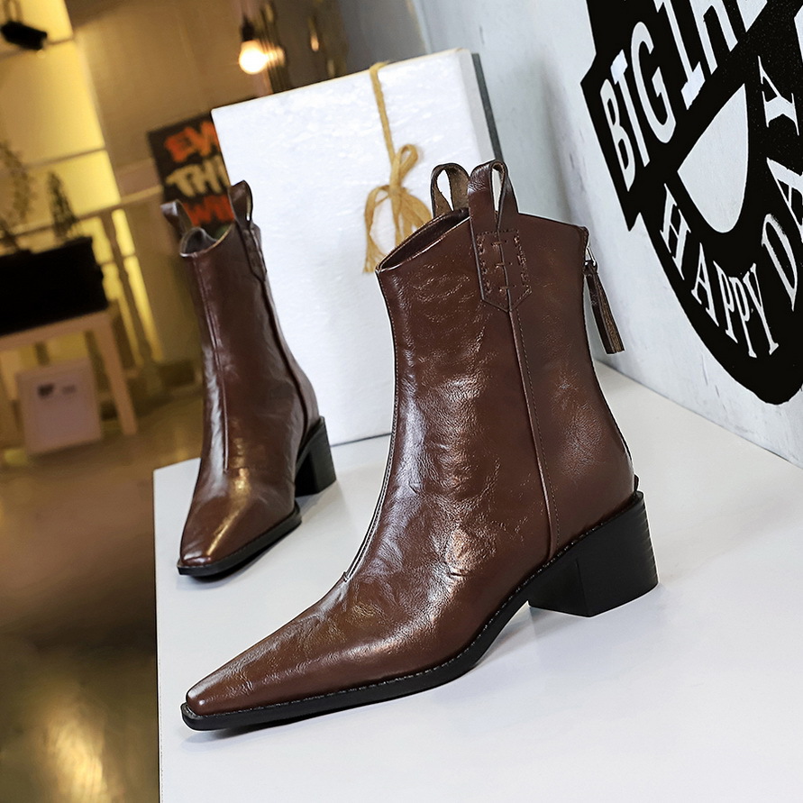 Retro Winter Mid Heel Pointed Toe Riding Boots For Women_voghion.com