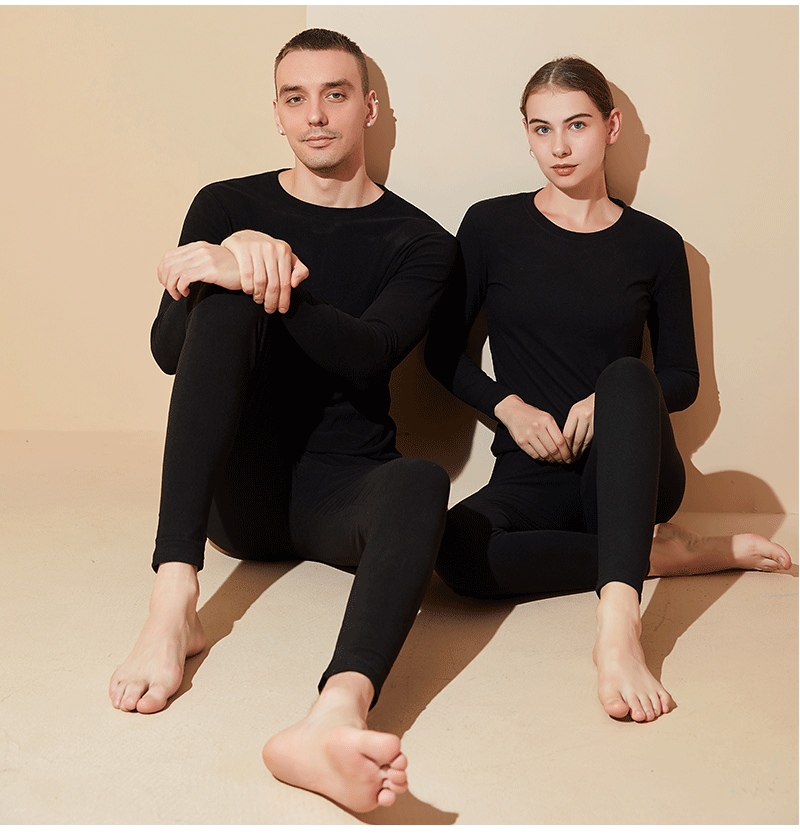 Set di biancheria intima calda spazzolata double face con girocollo, abiti autunnali da uomo e da donna e pantaloni autunnali in taglia europea_voghion.com