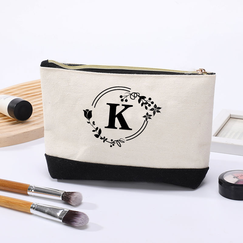 Canvas zipper coin purse, letter printed storage toiletry makeup key bag, phone bag_voghion.com