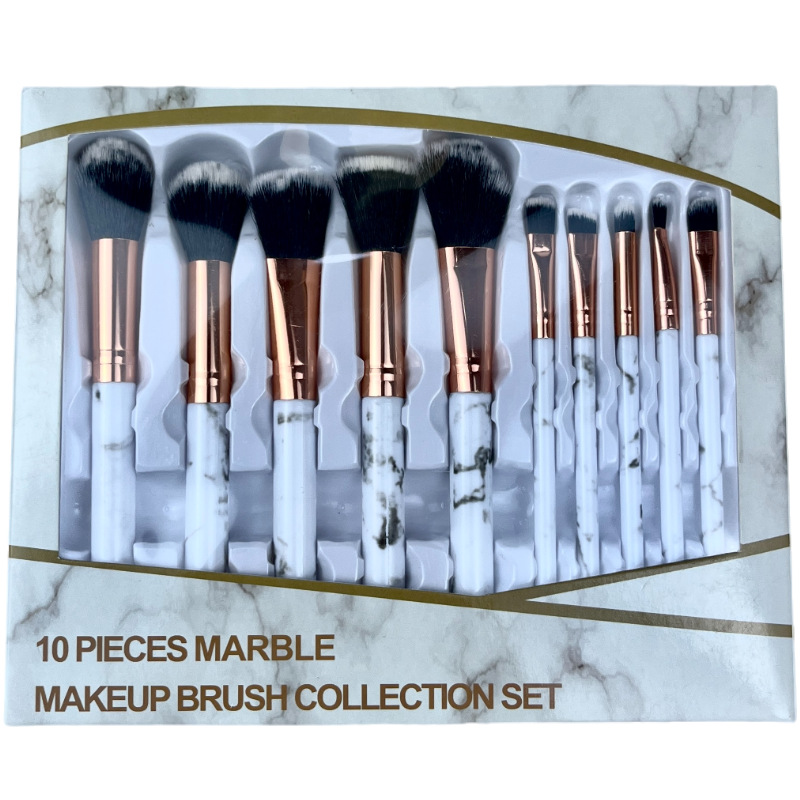 Fábrica de mármol spot diez cepillo de maquillaje un conjunto completo de herramientas de maquillaje cepillo de base cepillo de blush cepillo de sombra de ojos portátil