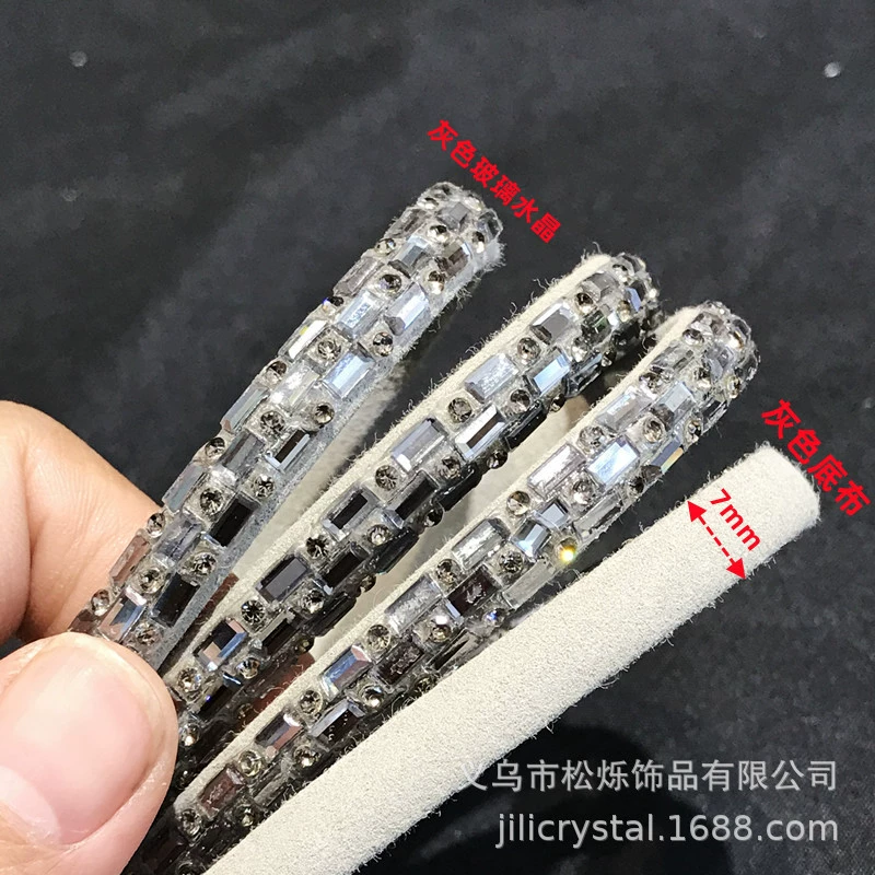 Дiamond pumping with cotton core rope 2.5x5 glass crystal drill strip stereo half-face shoe ornament accessories rhinestone strip