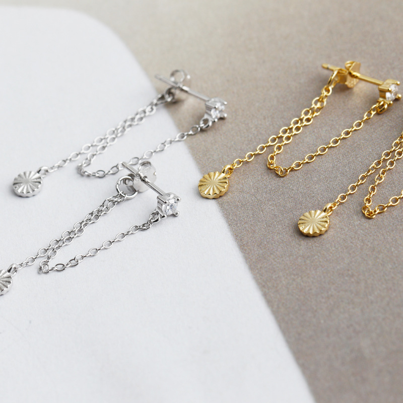 Fashion Geometric Sterling Silver Plating Rhinestones Drop Earrings 1 Pair