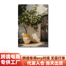 北欧ins家居客厅装饰画Temu代发美式复古玄关无框画抽象高清画芯