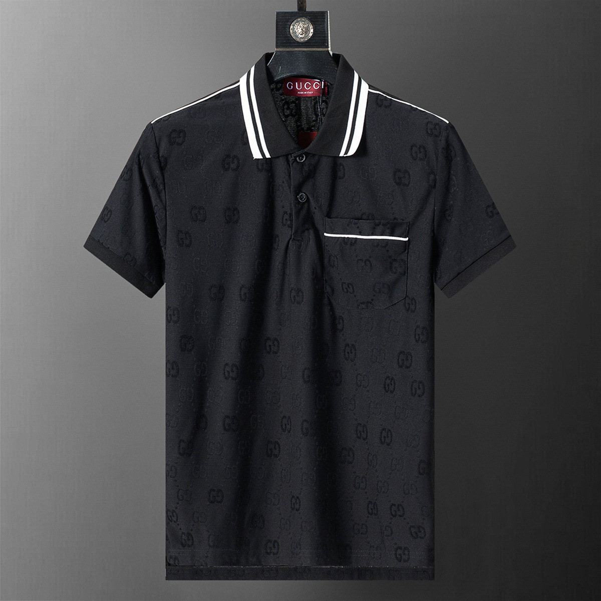 Cross-border versión correcta 26 nuevo polo para hombres color sólido negocios Jacquard casual con solapa de punto manga corta 1