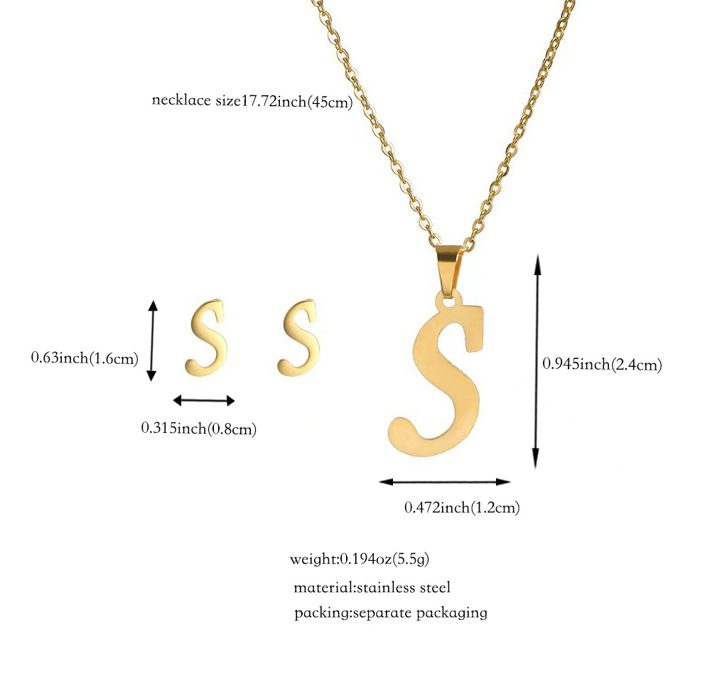 Joyería de titanio, colgante y pendientes unisex, letras inglesas, resistentes al desgaste