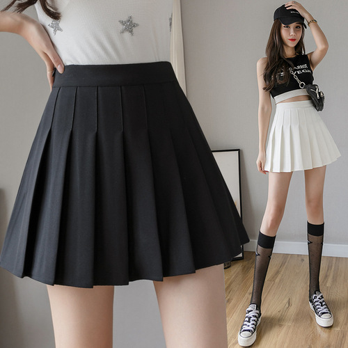 Pleated skirt short skirt for women summer Korean version high waist autumn and winter new anti-exposure black student anti-wrinkle A-line skirt