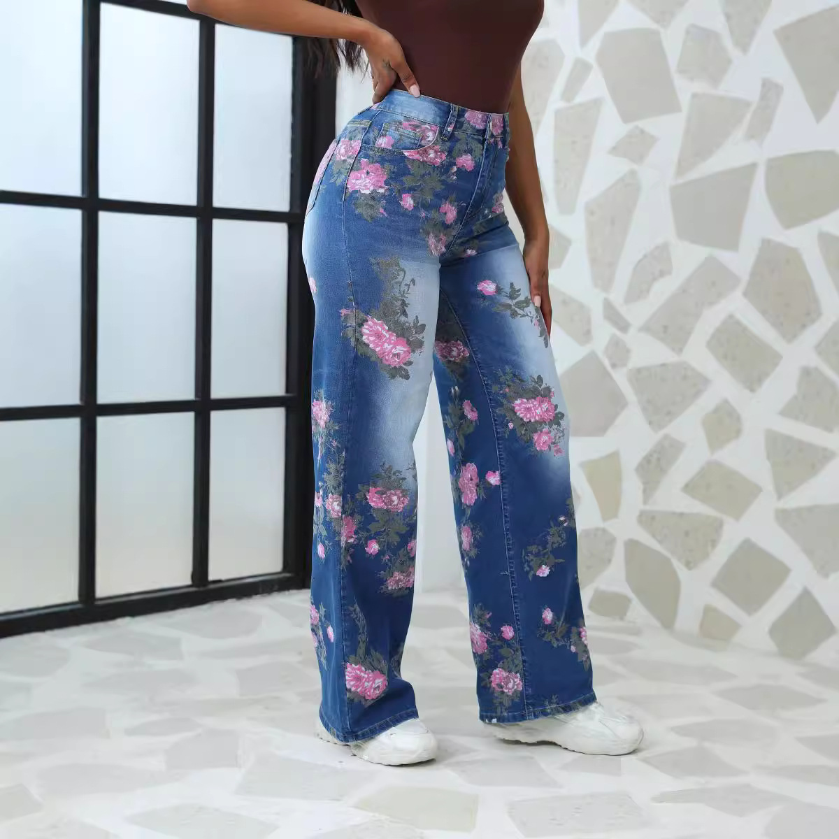 Pantalones Anchos Estampados de Talla Grande para Mujer, Estilo Europeo y Americano, Tendencia Otoño 2025, Comercio Exterior Transfronterizo, AliExpress, eBay