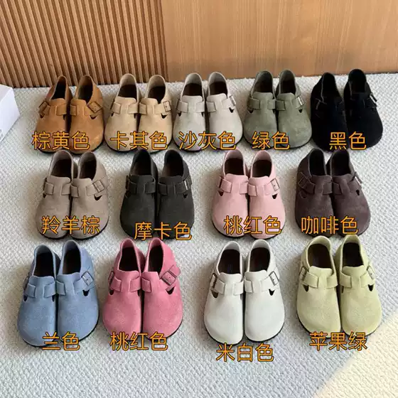 Birkenstock Style Leather Clogs Cork Sole Full Coverage Top Grain Cowhide Slip-On Flats Women 2025 Spring Versatile Closed Toe Sandals