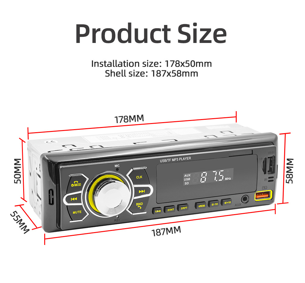 12V Positioning Car Fm Radio Stereo Remote Control Digital Bluetooth Audio Music Car Mp3 Player