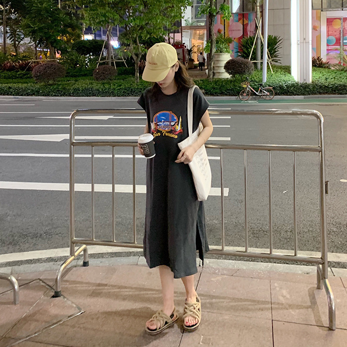 Korean Style Women's Vest T-Shirt Long Skirt Women's 2026 New Harajuku Style Student Top Women's Summer Vest Dress