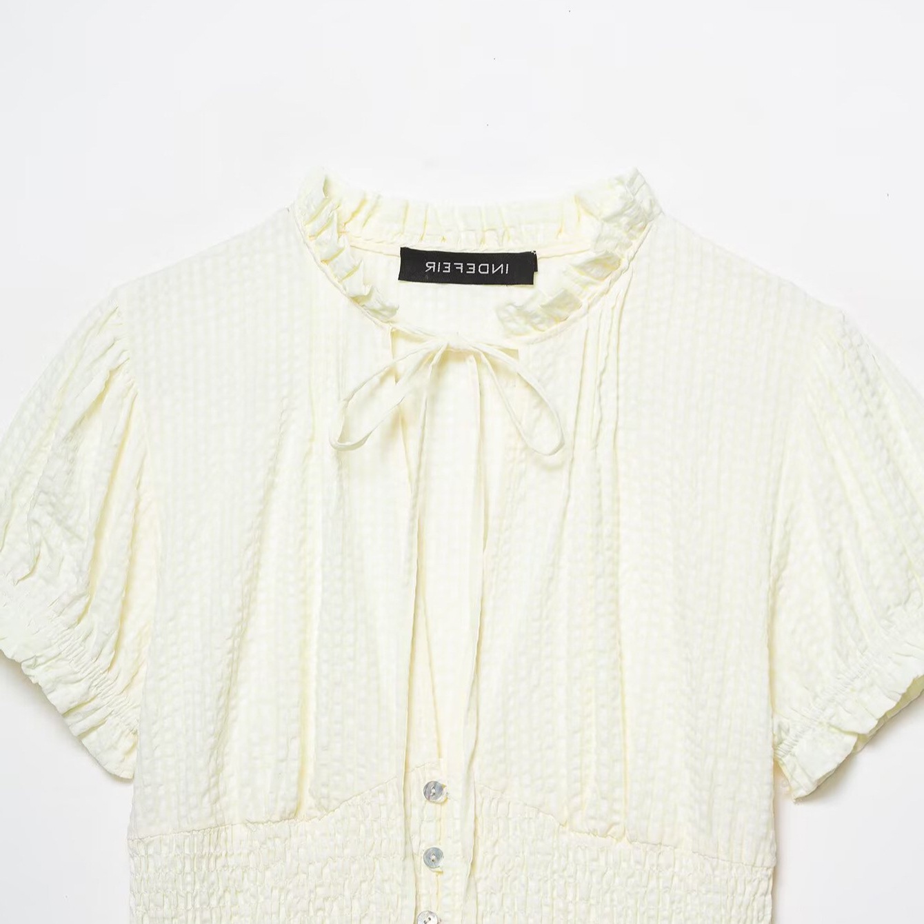 Women's Clothing Women's Bow Embellished Patchwork Shirt Top Elegant Fashionable Spring Summer For Formal & Casual For Women_ecoleips.com